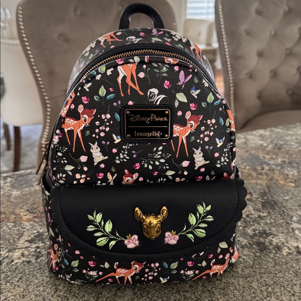 Loungefly Disney Parks Bambi AOP Black Forest Friends Embroidered